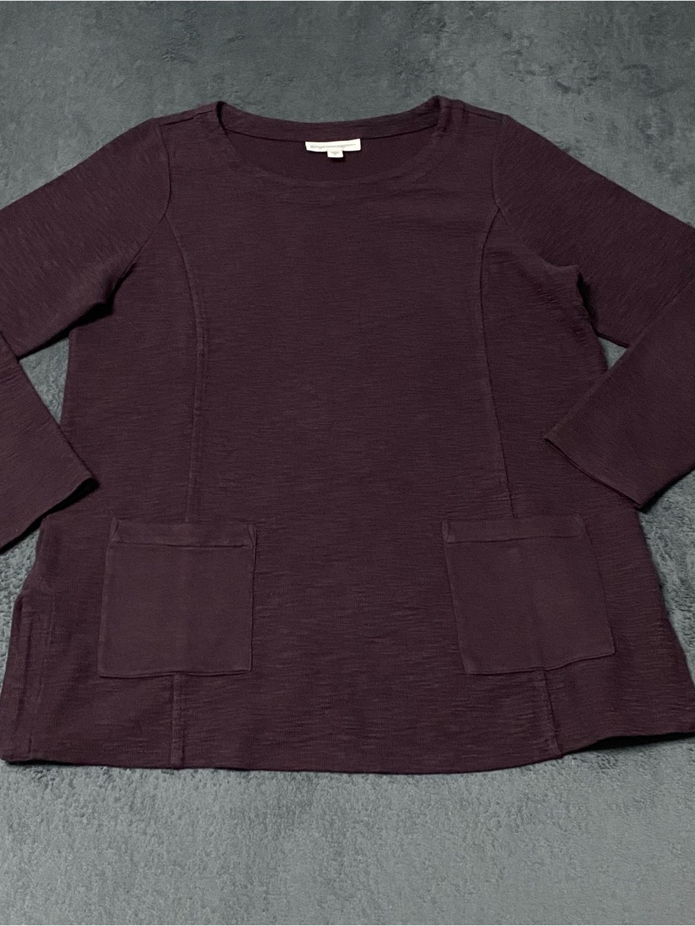 Pure J Jill Organic Cotton Tunic Womens M Plum Patch Pocket Minimalist Lagenlook